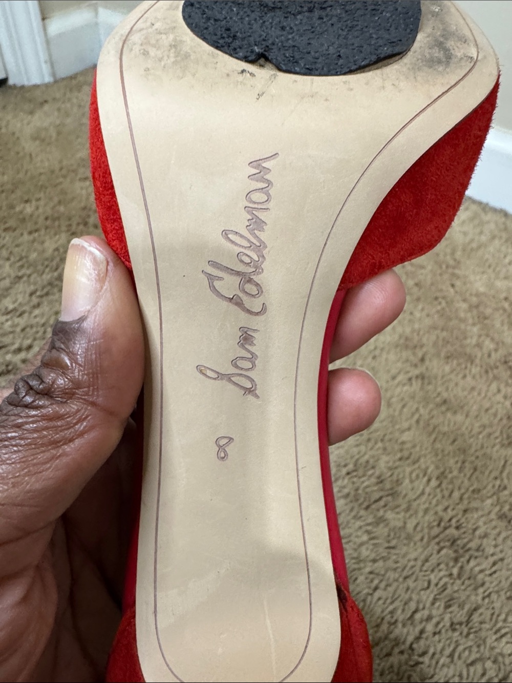 Sam Edelman Harlow Red Suede Pointed-Toe Ankle-Strap Heels size 8 Party Events - Picture 3 of 9